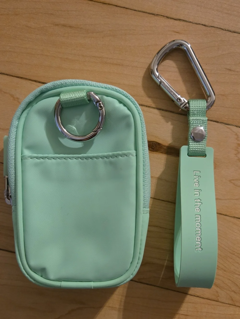 Lululemon Clippable Nano Pouch In Citrus Lime With Matching Wristlet Keychain